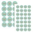 Stickers plancha aqua y oro redondas (40u)
